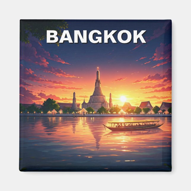 Bangkok Thailand Wat Arun Sunset Magnet (Framsidan)