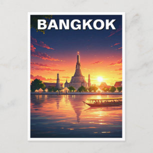 Bangkok Thailand Wat Arun Sunset Vykort