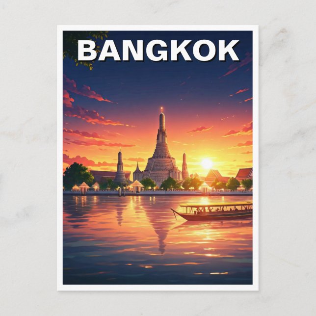 Bangkok Thailand Wat Arun Sunset Vykort (Framsida)