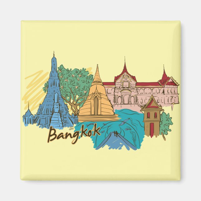 Bangkok, Thailand World Berömd City Magnet (Framsidan)