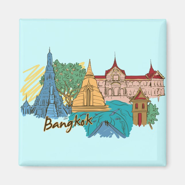 Bangkok, Thailand World Berömd City Magnet (Framsidan)