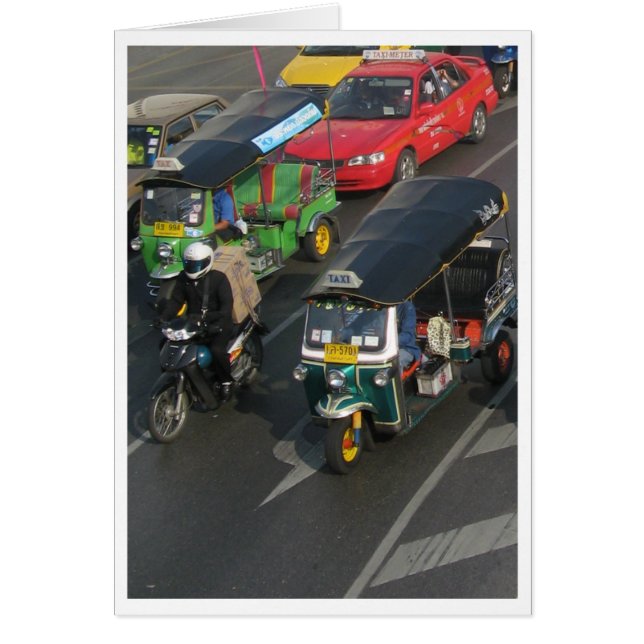 Bangkok Traffic ... Tuk Tuk Tävla Card Hälsningskort (Framsidan)