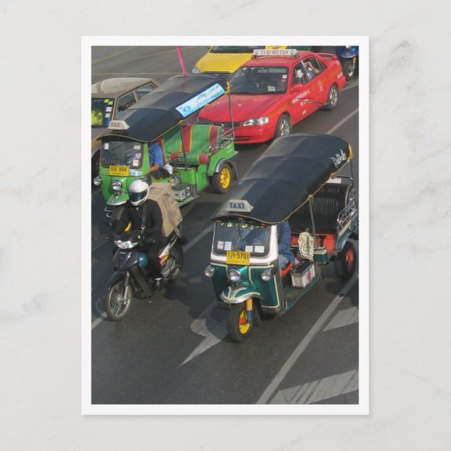 Bangkok Traffic ... Tuk Tuk Tävla Vykort (Framsida)