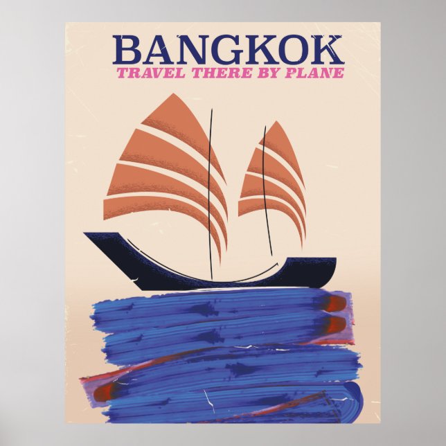 Bangkok "Travel där av flygplan" Poster (Framsidan)