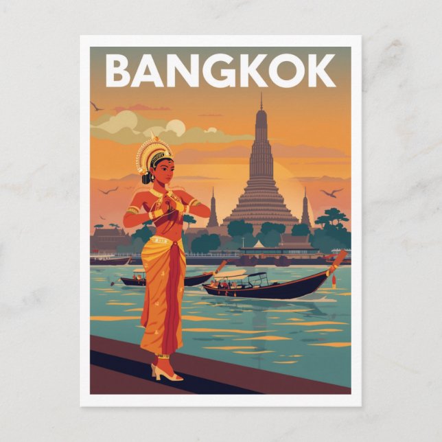 Bangkok Travel Poster Vykort (Framsida)