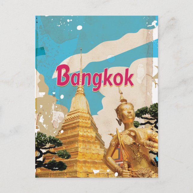 Bangkok Vintage Resemaffisch Vykort (Framsida)