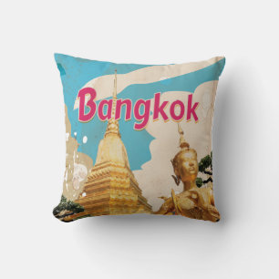 Bangkok Vintage Resemålningaffisch Kudde