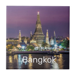 Bangkok Wat Arun Sunset BKK Thailand Souvenir Kakelplatta