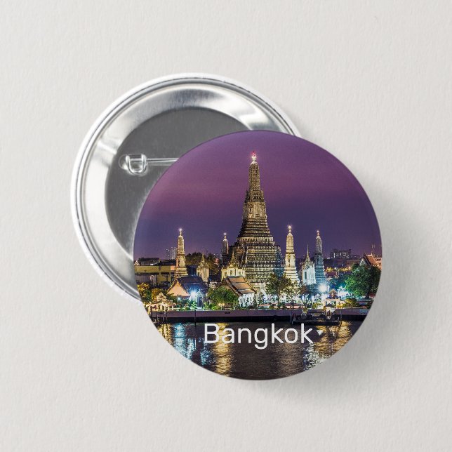 Bangkok Wat Arun Sunset BKK Thailand Souvenir Knapp (Framsida & baksida)