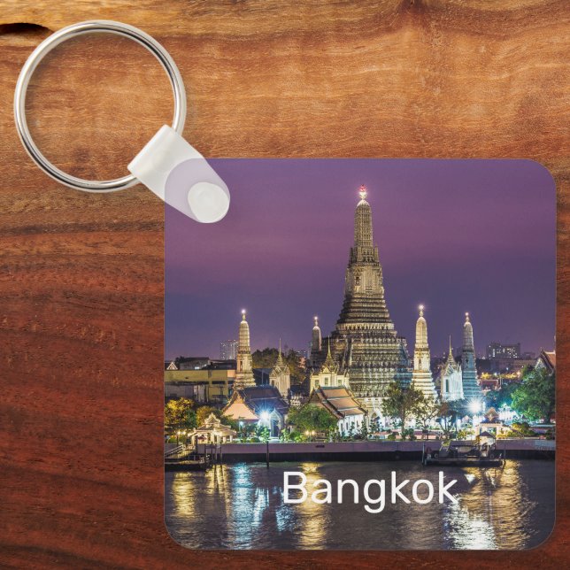Bangkok Wat Arun Sunset BKK Thailand Souvenir Nyckelring (Framsida)
