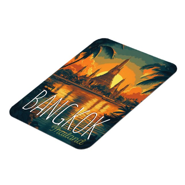 Bangkok, Wat Arun Temple Retro Travel Magnet (Vänstra Sidan)