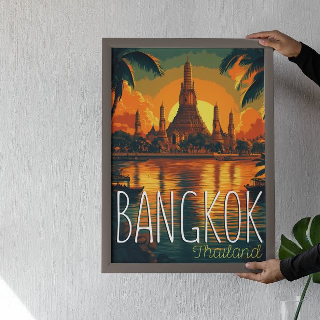 Bangkok, Wat Arun Temple Retro Travel Poster (Skapare uppladdad)