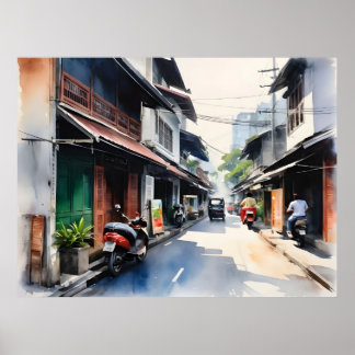 Bangkok watercolor art poster