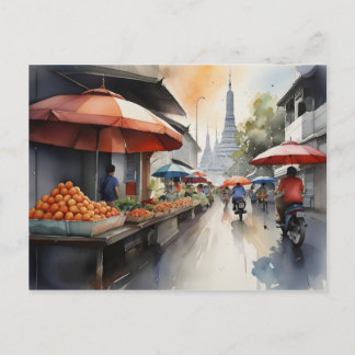Bangkok watercolor art vykort