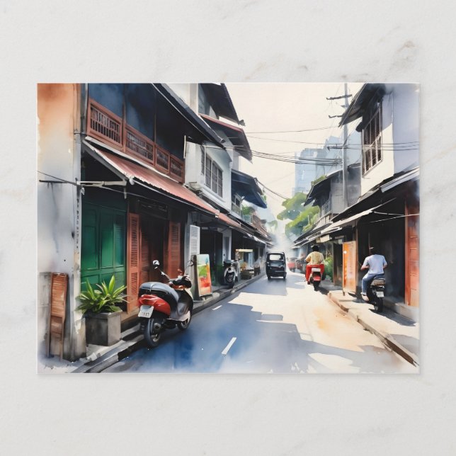 Bangkok watercolor art vykort (Framsida)
