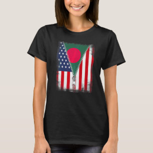 Bangladesh American Flagga Zip T Shirt