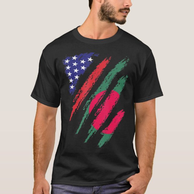 Bangladesh American Grown Flagga USA Patriot Herit T Shirt (Framsida)