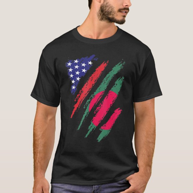 Bangladesh American Grown Flagga USA Patriot Herit T Shirt (Framsida)