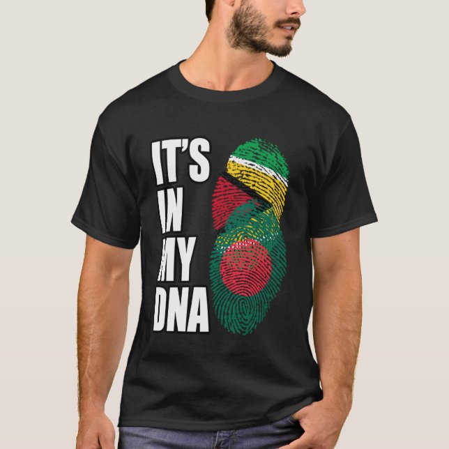 Bangladesh-deshi och Guyanese Mix DNA Flagga Herit T Shirt (Framsida)