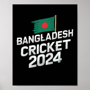 Bangladesh Flagga Cricket Fans Spelare Tränare Ban Poster