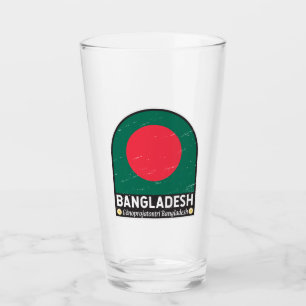 Bangladesh Flagga Emblem Distress Vintage Glaskopp
