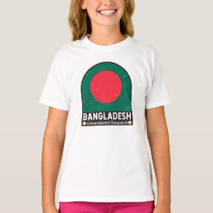 Bangladesh Flagga Emblem Distress Vintage T Shirt
