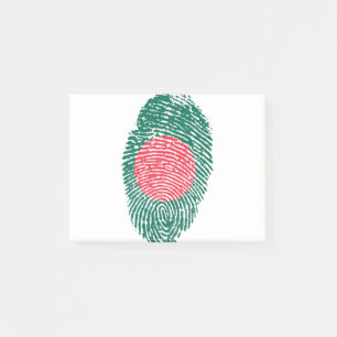 Bangladesh Flagga Fingerprint Land Pride Post-it Block