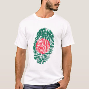 Bangladesh Flagga Fingerprint Land Pride T Shirt