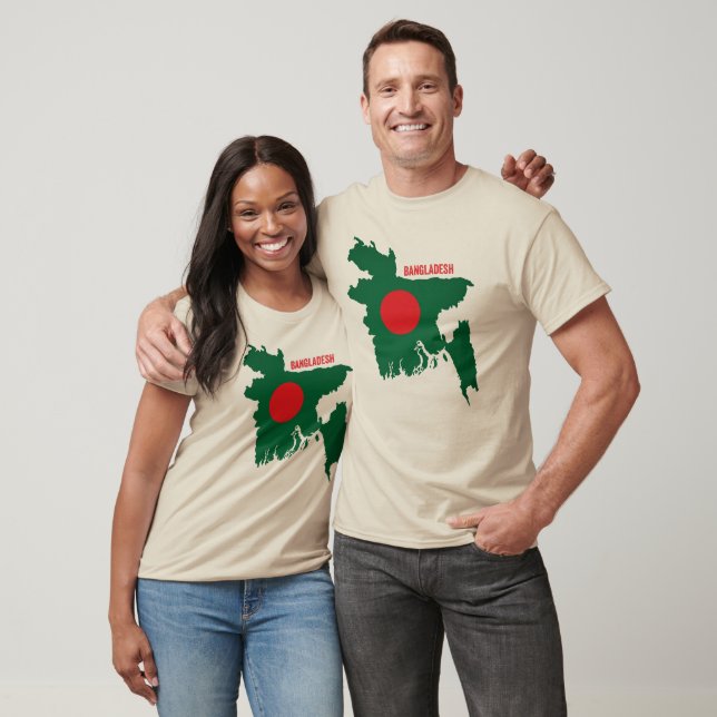 Bangladesh Flagga i Land Karta T Shirt (Unisex)