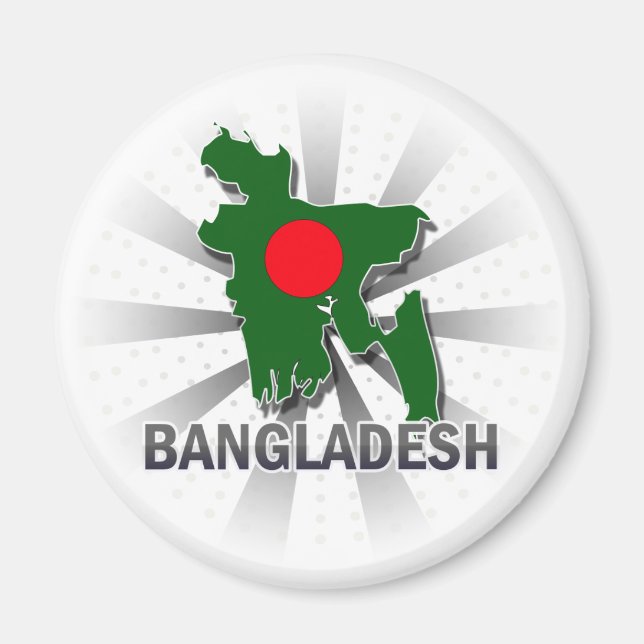 Bangladesh Flagga Karta 2.0 Magnet (Framsidan)