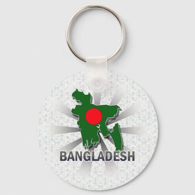 Bangladesh Flagga Karta 2.0 Nyckelring (Framsida)