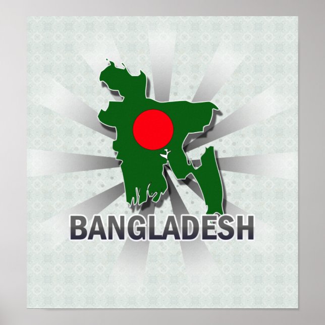 Bangladesh Flagga Karta 2.0 Poster (Framsidan)