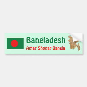 Bangladesh Flagga + Karta Bildäckslapp Bildekal