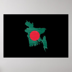 Bangladesh flagga och karta poster