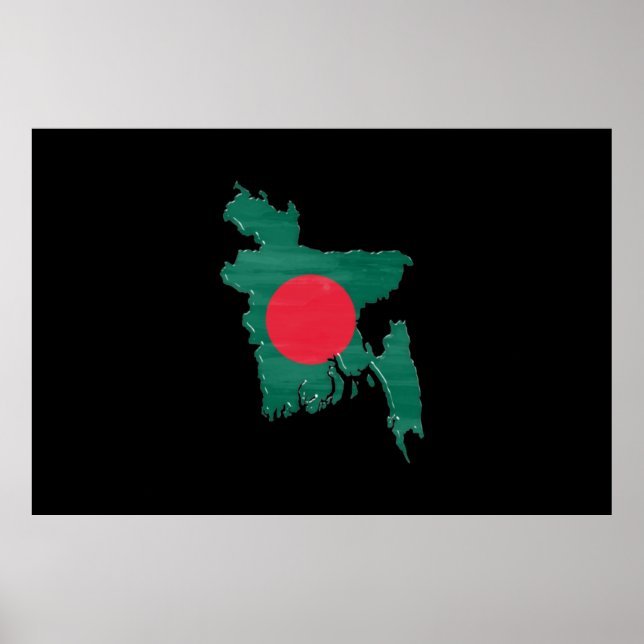 Bangladesh flagga och karta poster (Framsidan)