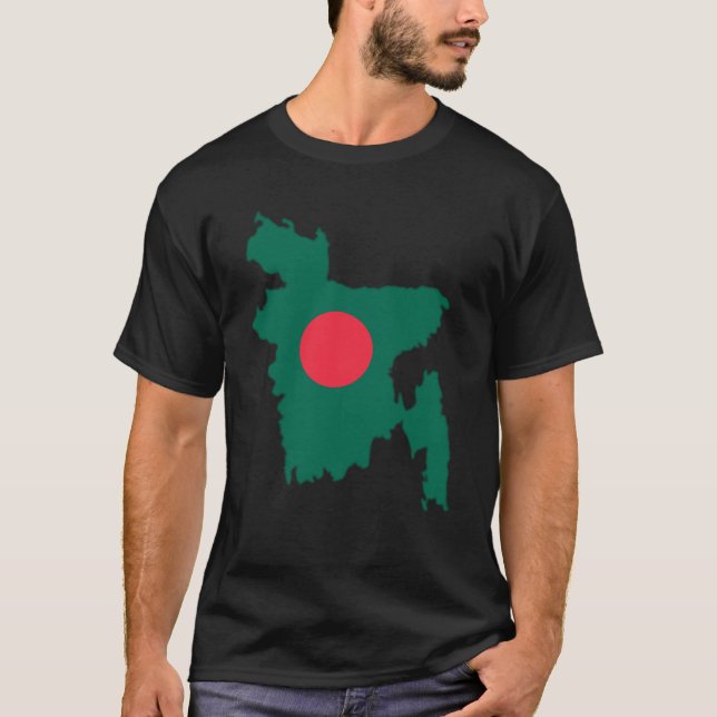 Bangladesh flagga på karta t shirt (Framsida)
