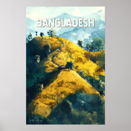 Bangladesh Illustration Resa Konst Vintage Poster