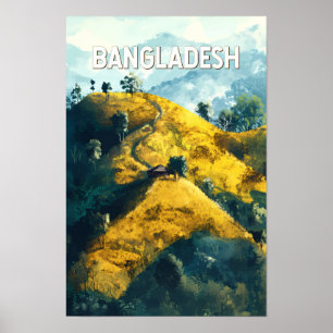 Bangladesh Illustration Resa Konst Vintage Poster
