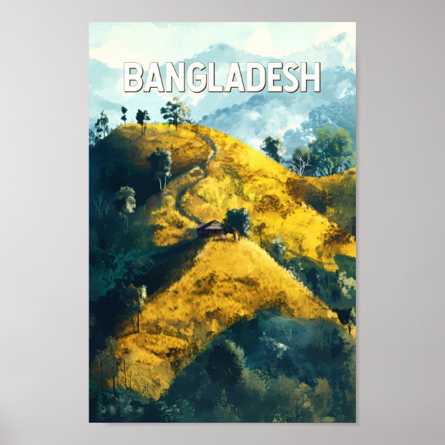 Bangladesh Illustration Travel Art Vintage Poster (Framsidan)