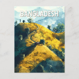 Bangladesh Illustration Travel Art Vintage Vykort