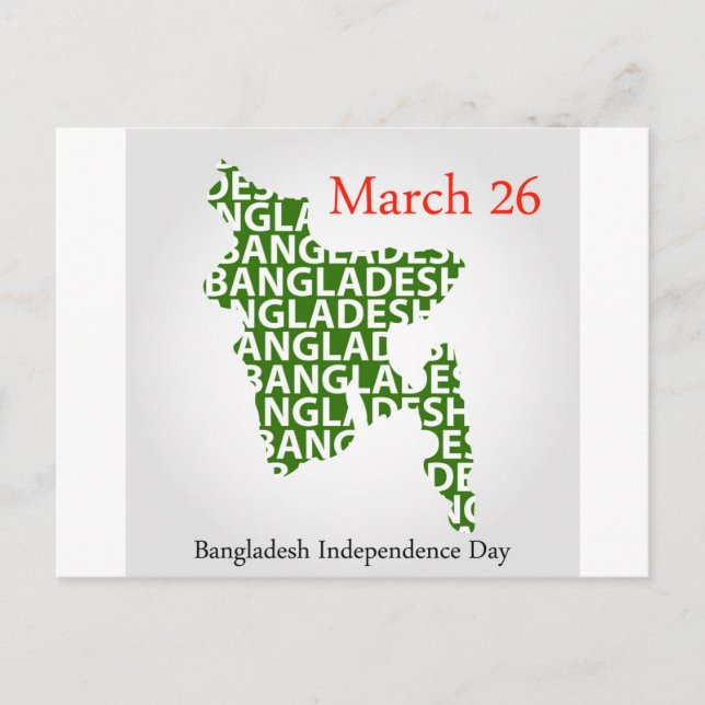 Bangladesh Independence day- 26 mars Vykort (Framsida)