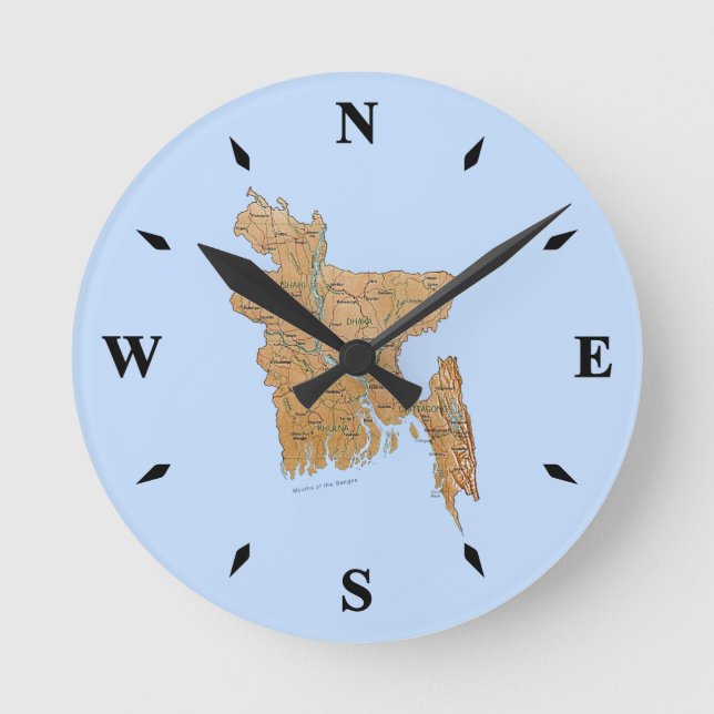 Bangladesh Karta Clock Rund Klocka (Framsida)