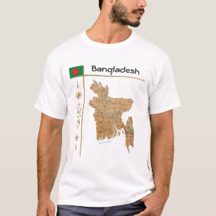 Bangladesh Karta + Flagga + avdelning T-Shirt