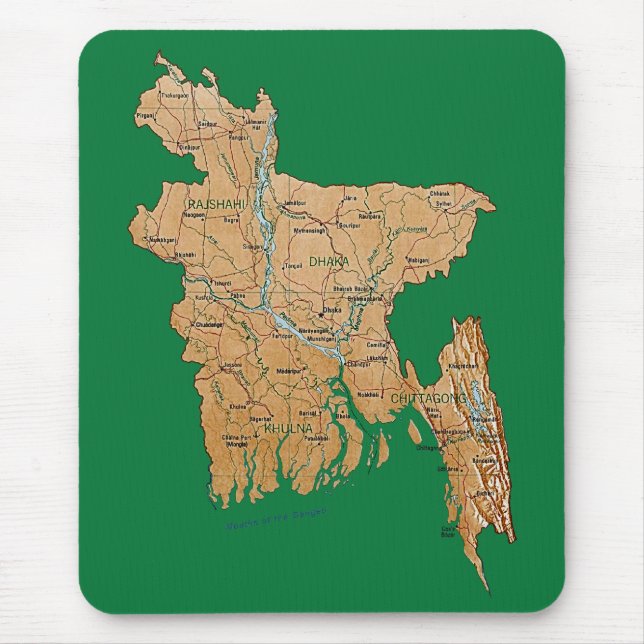 Bangladesh karta Mousepad Musmatta (Framsidan)