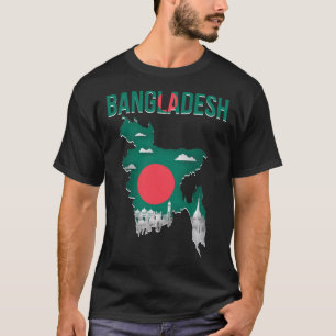 Bangladesh Land Karta Flagga T Shirt