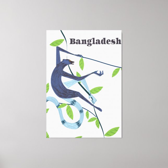 Bangladesh Monkey vintage-semester poster Canvastryck (Framsida)