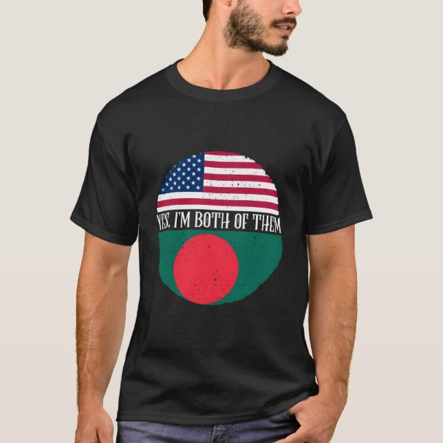 Bangladesh Shirt American och Bangladesh Flaggor B T Shirt (Framsida)