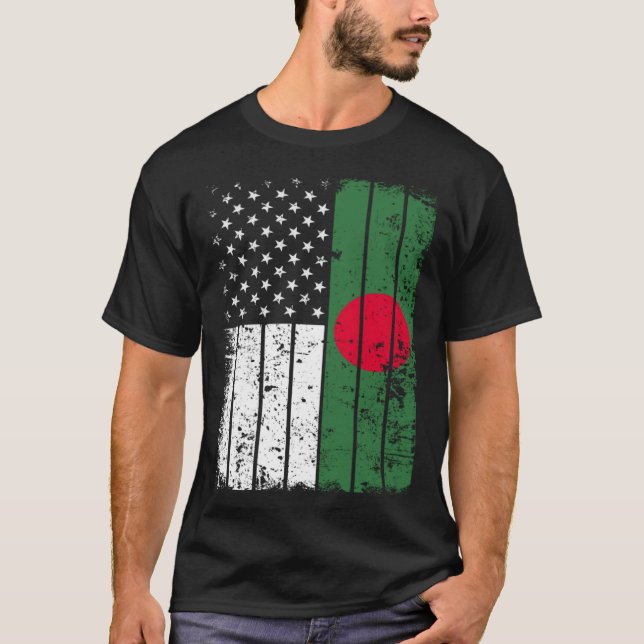 Bangladeshi American Flag T Shirt Bangladesh USA (Framsida)
