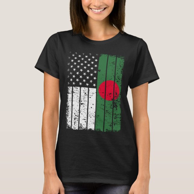 Bangladeshi American Flag T Shirt Bangladesh USA (Framsida)