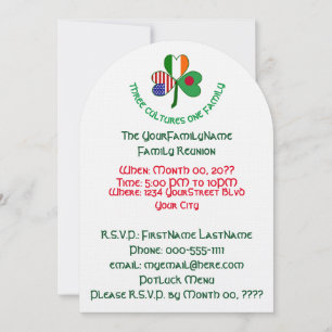 Bangladeshisk Irländsk USA Shamrock Familjeåterträ Inbjudningar